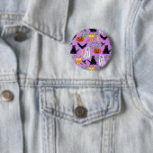 Badge Rond 5 Cm Halloween thème collage toss Motif violet (En situation)