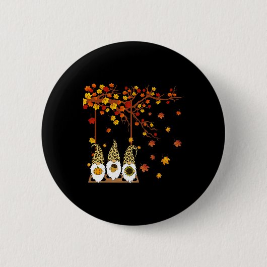Badge Rond 5 Cm Halloween Trois Gnomes Casquette Leopard Citrouill (Devant)