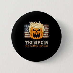 Badge Rond 5 Cm Halloween Trumpkin Vintage Us Drapeau drôle