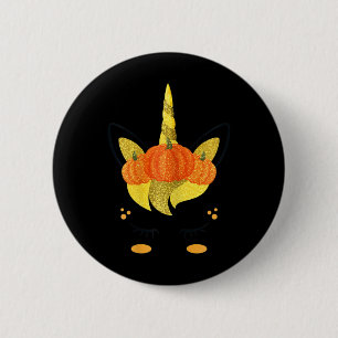 Badge Rond 5 Cm Halloween Unicorn Visage Thanksgiving Filles Citro