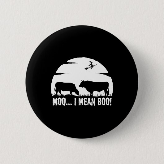 Badge Rond 5 Cm Halloween Vache drôle de nuit légende laitière lun (Devant)