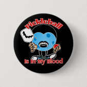 Badge Rond 5 Cm Halloween Vampire - Pickleball Dans Mon Sang (Devant)