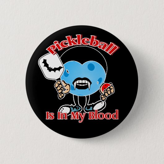 Badge Rond 5 Cm Halloween Vampire - Pickleball Dans Mon Sang (Devant)