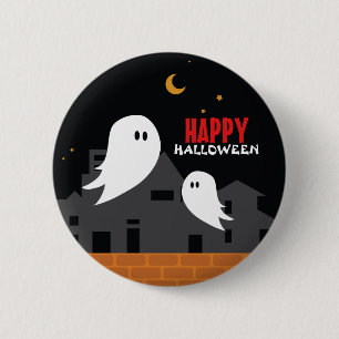Badge Rond 5 Cm Halloween ville fantôme éffrayant bouton de dess