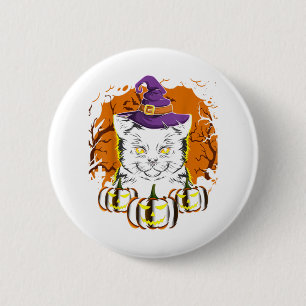 Badge Rond 5 Cm Halloween vintage Cat noir costume sorcière Ha