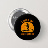 Badge Rond 5 Cm Halloween Witch Paddleboarder Sup Standup Paddling (Devant & derrière)