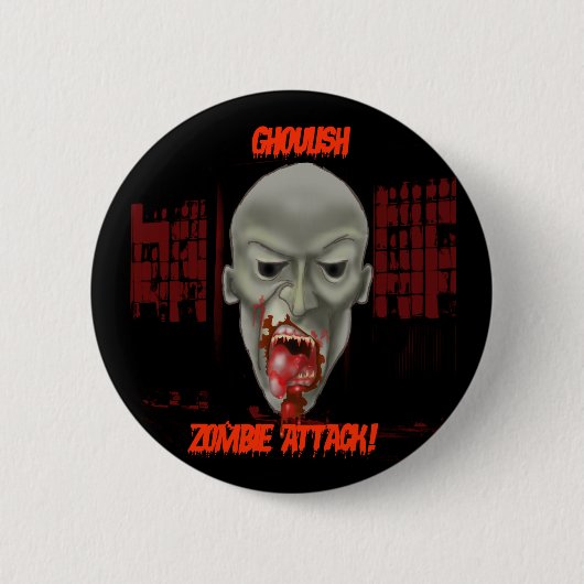 Badge Rond 5 Cm Halloween Zombie Button! (Devant)