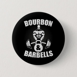 Badge Rond 5 Cm Haltères Bourbon Fitness Bodybuilding Musculation