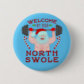 Badge Rond 5 Cm Haltérophile drôle du père noël Swole de Noël (Devant)