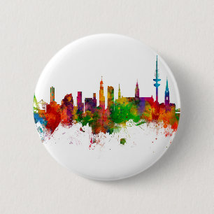 Badge Rond 5 Cm Hambourg Allemagne Skyline