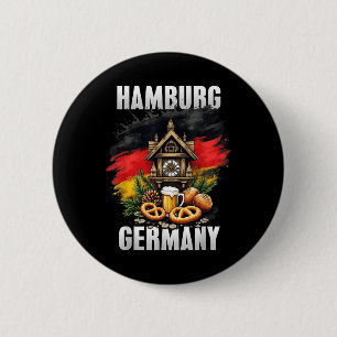 Badge Rond 5 Cm Hambourg Allemagne Souvenir Allemand Drapeau Voyag