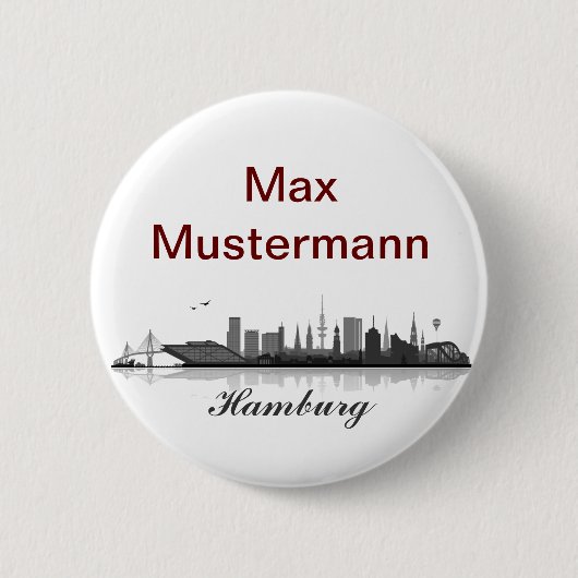 Badge Rond 5 Cm Hambourg Button / Feker / Pin (Devant)
