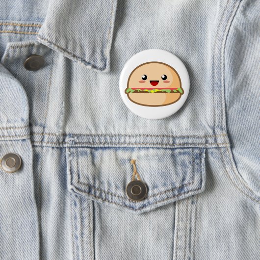 Badge Rond 5 Cm Hamburger de Kawaii (En situation)