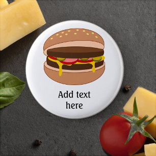 Badge Rond 5 Cm Hamburger in Bun Image - Add Your Text