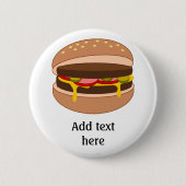 Badge Rond 5 Cm Hamburger in Bun Image - Add Your Text (Devant)