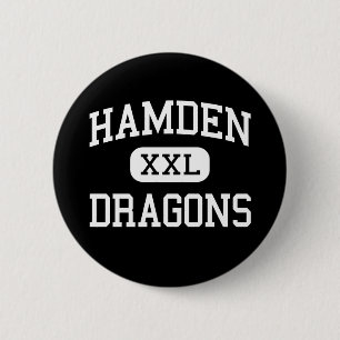 Badge Rond 5 Cm Hamden - dragons - haut - Hamden le Connecticut