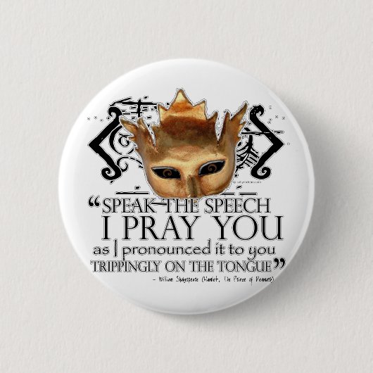 Badge Rond 5 Cm Hamlet "parlent le discours… " (Devant)