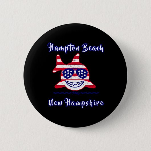 Badge Rond 5 Cm Hampton Beach New Hampshire Patriotic Usa Flag Whi (Devant)