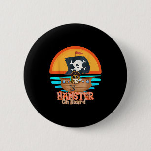 Badge Rond 5 Cm Hamster À Bord Pirate Funny I Love Hamster
