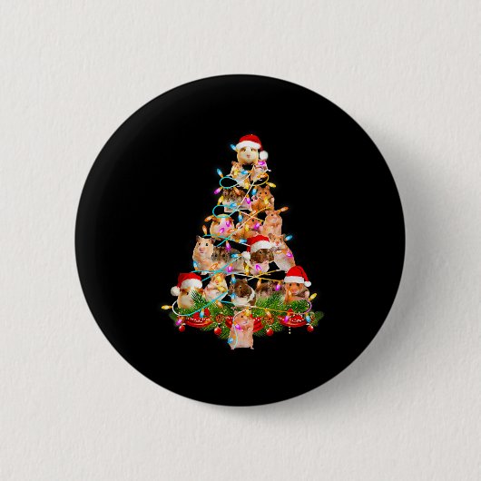 Badge Rond 5 Cm Hamster Christmas Tree Led Funny Hamster Snow Chir (Devant)