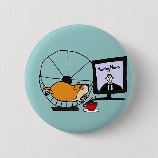 Badge Rond 5 Cm Hamster drôle DE X/Y sur une satire de roue (Devant)