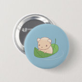 Badge Rond 5 Cm Hamster mignon de la souris flottant sur une feuil (Devant & derrière)