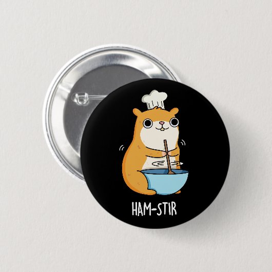 Badge Rond 5 Cm Hamstir Funny Chef Hamster Pun Dark BG (Devant & derrière)