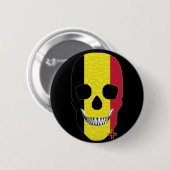 Badge Rond 5 Cm HANDSKULL Belgique Insigne rond noir B2 (Devant & derrière)