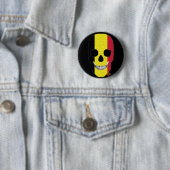 Badge Rond 5 Cm HANDSKULL Belgique Insigne rond noir B2 (En situation)