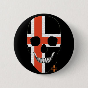 Badge Rond 5 Cm HANDSKULL Croix nordique Insigne rond noir B2