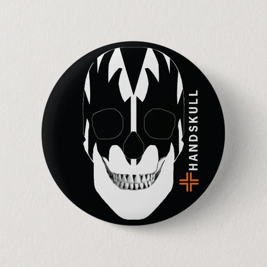 Badge Rond 5 Cm HANDSKULL Vampire, Happy crâne, Drapeau de vampire (Devant)