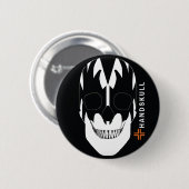 Badge Rond 5 Cm HANDSKULL Vampire, Happy crâne, Drapeau de vampire (Devant & derrière)