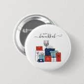 Badge Rond 5 Cm Hanoukka Cadeaux et Menorah Holiday Pinback Button (Devant & derrière)