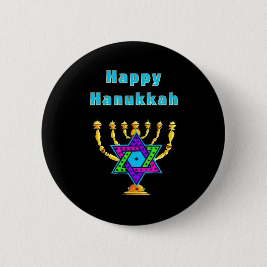 Badge Rond 5 Cm Hanoukka heureux (Devant)