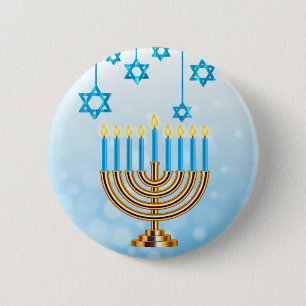 Badge Rond 5 Cm Hanoukka heureux Menorah