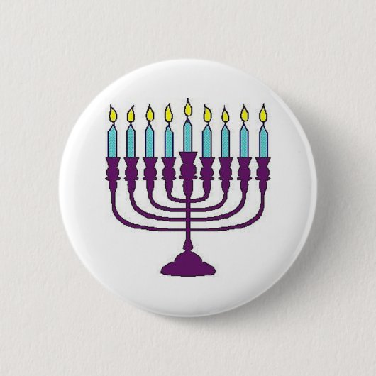 Badge Rond 5 Cm Hanoukka Menorah (Devant)