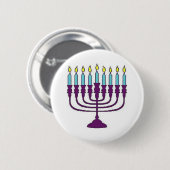 Badge Rond 5 Cm Hanoukka Menorah (Devant & derrière)