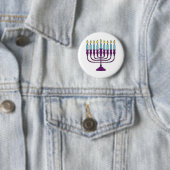 Badge Rond 5 Cm Hanoukka Menorah (En situation)