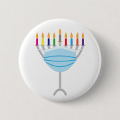 Badge Rond 5 Cm Hanoukka Menorah avec masque facial (Devant)