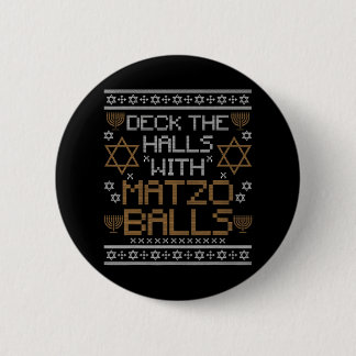 Badge Rond 5 Cm Hanoukka s Menorah Deck Les Halls Matzo Balls