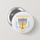 Badge Rond 5 Cm Hanukkah 67 Six Seven Meme (Devant & derrière)