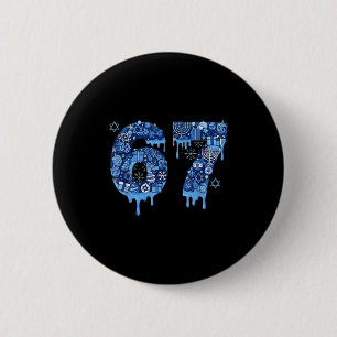 Badge Rond 5 Cm Hanukkah Six Seven 67 Mème Drôle Dreidel Menorah S