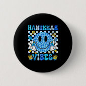 Badge Rond 5 Cm Hanukkah Vibes Groovy Smile Face Jewish Holiday Ch (Devant)