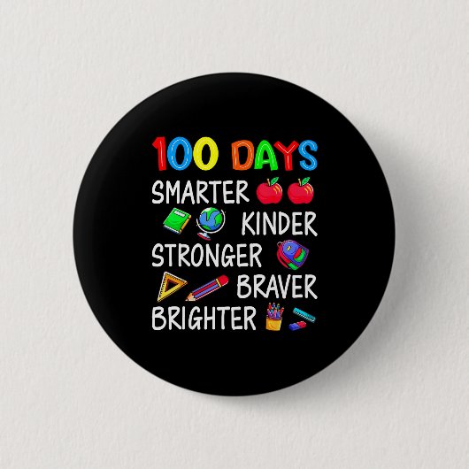 Badge Rond 5 Cm Happy 100 Days Of School 100th Day Of School Kids (Devant)