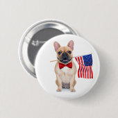 Badge Rond 5 Cm Happy 4 juillet French Bulldog (Devant & derrière)