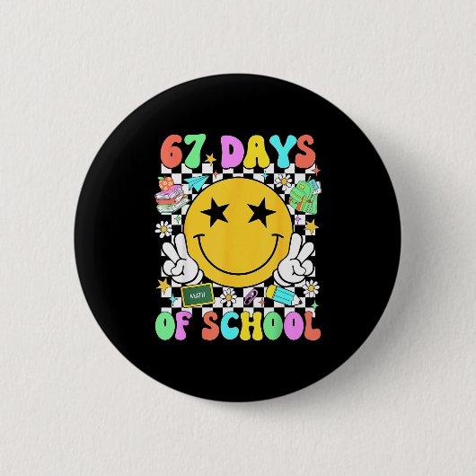 Badge Rond 5 Cm Happy 67th Day Of School Vibes Smile Face 67 Days (Devant)