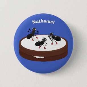 Badge Rond 5 Cm Happy ants ice skating on cookie cartoon