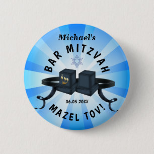 Badge Rond 5 Cm Happy Bar Mitzvah 20XX BleuDécoratif