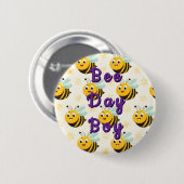 Badge Rond 5 Cm Happy Bee Day Birthday Balloon (Devant & derrière)