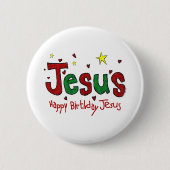 Badge Rond 5 Cm Happy Birthday Jesus (Devant)